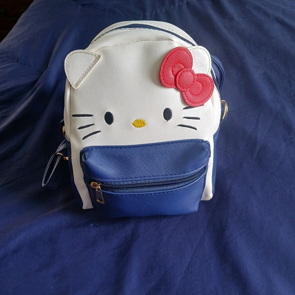 Hello Kitty Mini Backpack/Shoulder Bag 2-Pocket Blue/White